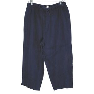 Bridgewater‎ Studio Linen Capri Pants Women 18W Navy Blue Drawstring